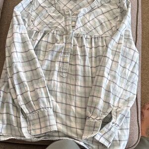 Plaid Button-Up Blouse